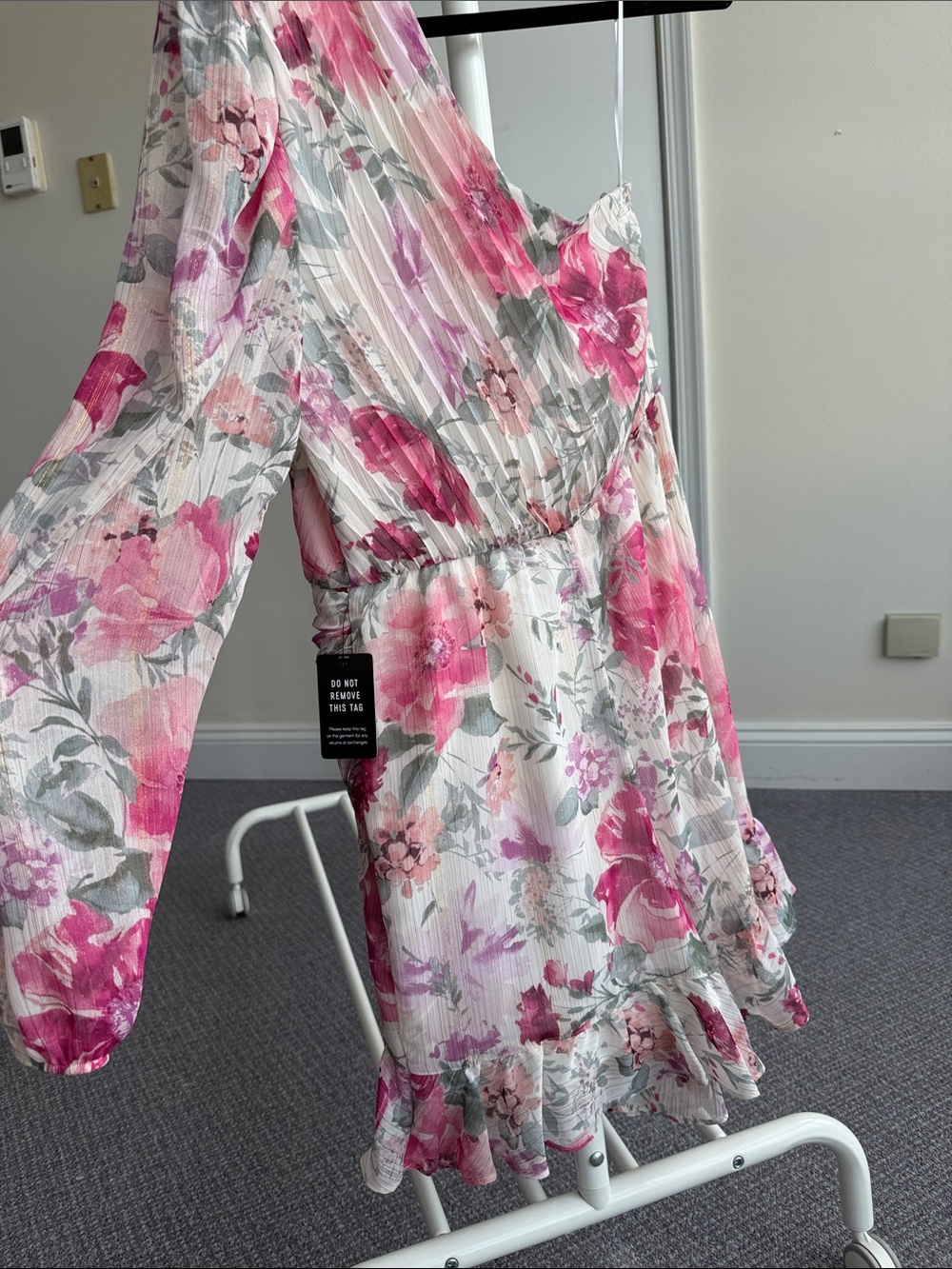 Express Pink Floral One-Shoulder Dress size small - Picture 7 of 8